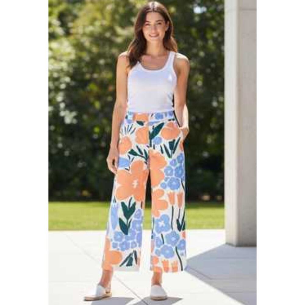 Marimekko Uniqlo Pink Green Floral Cotton Pants NWT Medium